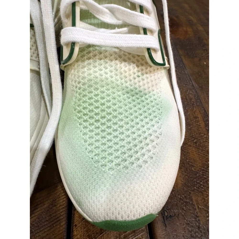 Tory‎ Burch T Runner Knit Mesh Sneaker Shoes White Green Size 9